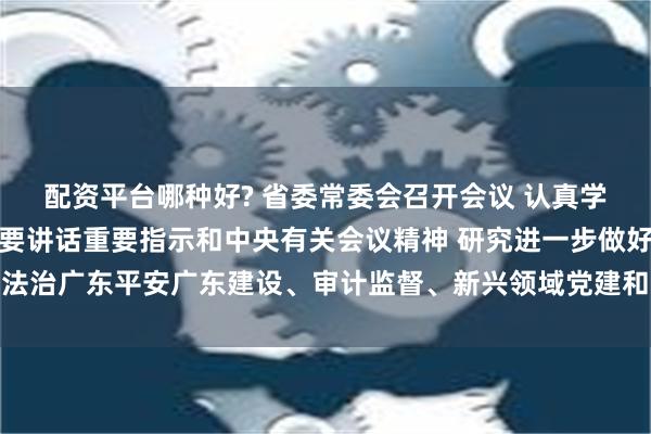 配资平台哪种好? 省委常委会召开会议 认真学习贯彻习近平总书记重要讲话重要指示和中央有关会议精神 研究进一步做好法治广东平安广东建设、审计监督、新兴领域党建和组织工作 黄坤明主持会议